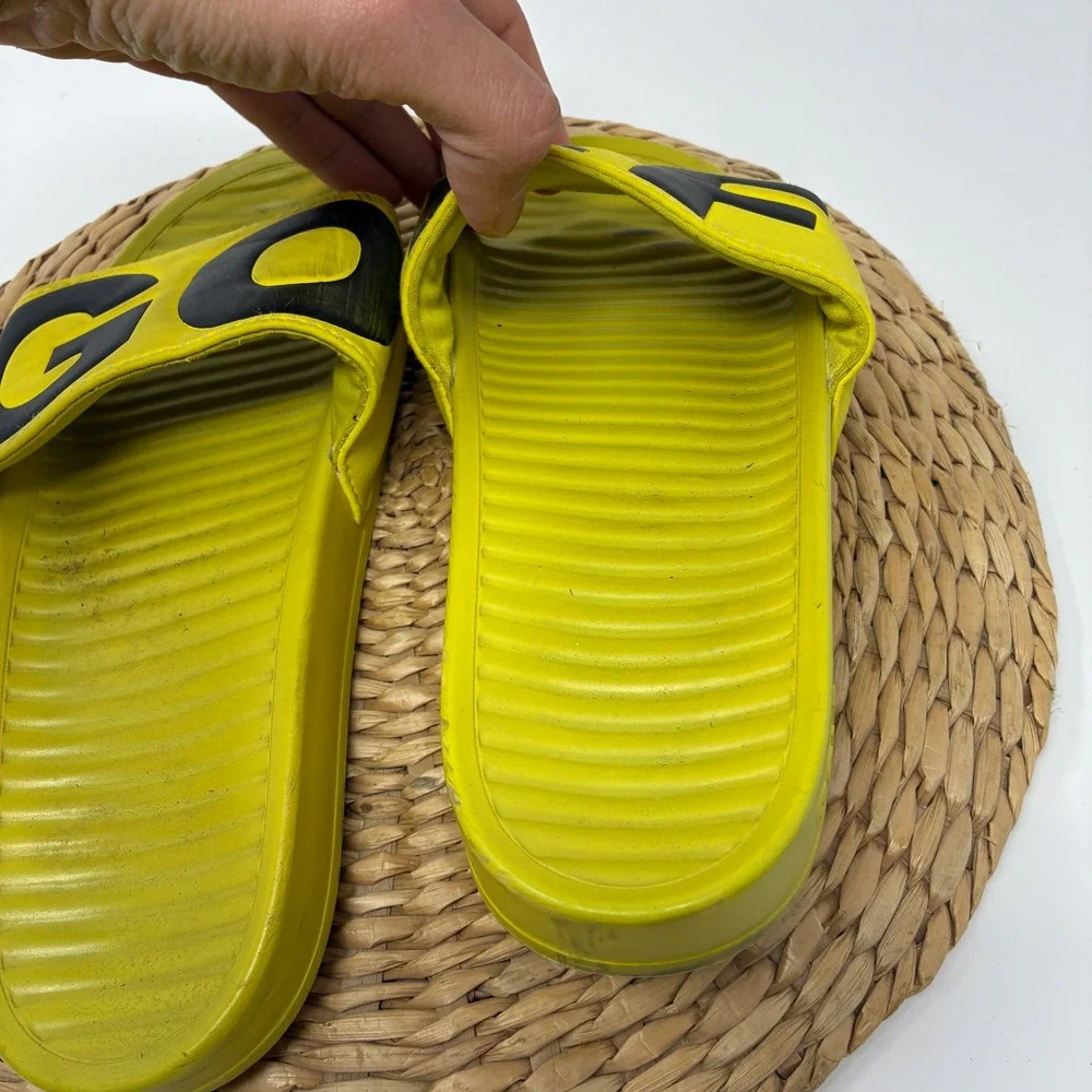 Golf Wang Yellow Black Logo Slide Sandals Streetwear‎ Mens 8 Women 10 Vintage